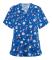 Kvinnor Nursing Uniform Scrub Short Sleeve T-shirt Xmas Blus Tee Toppar Tandtryck blå L