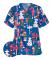 Kvinnor Nursing Uniform Scrub Short Sleeve T-shirt Xmas Blus Tee Toppar Julträd blå L