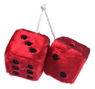 1 par Retro Square Spegel hängande par Fuzzy plysch tärningar med prickar för bilinredning prydnadsdekoration röd