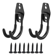 Linkrunning 2 Piece Garage Hook Förvaringskrok Garage Krokar Väggmonterad Cykelkrok Väggkrokar Cykel Verktygshållare, med skruvar, för garage, steg...