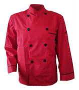 Ruili Långärmad kökskock Arbetar uniform Chef Servitris Servitris Jacka Röd 4XL