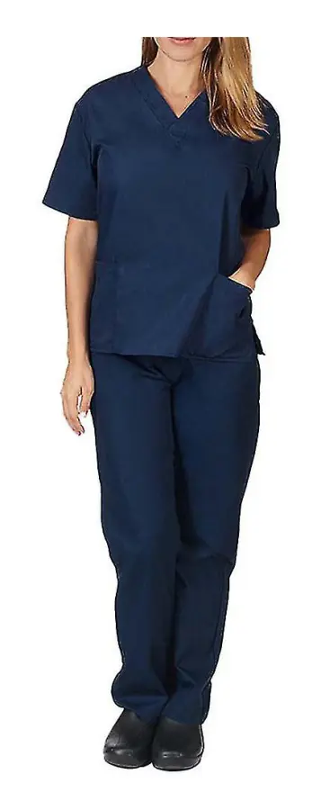 Mikasa Kvinnors medicinska scrubs läkare uniform jacka byxor set sjuksköterska tandläkare set Marinblå S