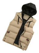 Yunshu Mens Hooded Gilet Lätt Quiltad Kroppsvärmare khaki L