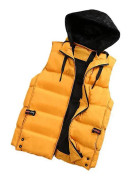 Yunshu Mens Hooded Gilet Lätt Quiltad Kroppsvärmare gul S