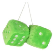1 par Retro Square Spegel hängande par Fuzzy plysch tärningar med prickar för bilinredning prydnadsdekoration Grön