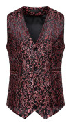 Yunshu Mens Viktorianska Tryckta Kostym Väst Slim Fit Vintage Väst Gilet RÖD L