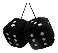 1 par Retro Square Spegel hängande par Fuzzy plysch tärningar med prickar för bilinredning prydnadsdekoration Svart