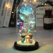 Mikasa Led Magic Galaxy Rose Eternal 24k GuldfolieBlomma Med Dome Fairy Lights Jul Alla hjärtans dag Gåva Rainbow