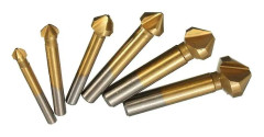 6 stycken 90 frässet Hss Cutter Set, Titan Coatings 6,3-20,5 mm fasskärare för fasning innehåller reamer