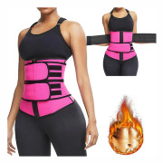 Suren Midja Trimmer Belt Kvinnor Bastu Kostym Svett Wrap Trainer Bantning Kroppsformare Rose Red 2XL