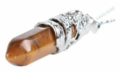 Varychmoo Hexagonal Naturlig Kvarts Crystal Chakra Healing Point Hängen Halsband Smycken Tiger Eye