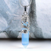 Liltop Naturlig hexagonal kvarts kristall Chakra Healing Point Hänge Dragon Decor Halsband Opal