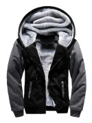 Varychmoo Vinter mens Fleece Varm Kappa Huva Upp Jacka Outwears Toppar Svart grå 5XL
