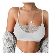 Varychmoo Kvinnor Sexiga Underkläder Lace Bra Top Underkläder Push Up Bralette Bekväma Nattkläder Sovkläder Vit M