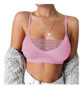 Varychmoo Kvinnor Sexiga Underkläder Lace Bra Top Underkläder Push Up Bralette Bekväma Nattkläder Sovkläder Rosa 2XL
