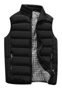 Yunshu Herrmode Utomhus Casual Stand Collar Ner Bomull Varm Väst Svart M