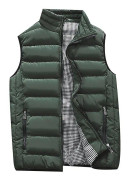 Yunshu Herrmode Utomhus Casual Stand Collar Ner Bomull Varm Väst Grön M