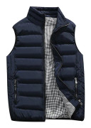 Yunshu Herrmode Utomhus Casual Stand Collar Ner Bomull Varm Väst Marinen L