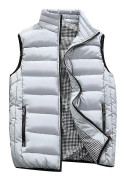 Yunshu Herrmode Utomhus Casual Stand Collar Ner Bomull Varm Väst Ljusgrå S