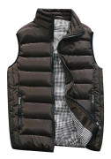Yunshu Herrmode Utomhus Casual Stand Collar Ner Bomull Varm Väst Kaffe M