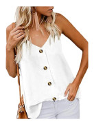 Xiaoxian Kvinnors V-hals Camisole Strappy Tank Vit S