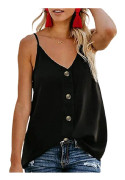 Xiaoxian Kvinnors V-hals Camisole Strappy Tank Svart M