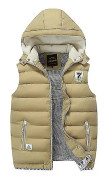 Yunshu Mens Hooded Gilet Lätt quiltad kroppsvärmare Utomhus Ärmlös vadderad gilets kappa KHAKI XL