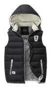 Yunshu Mens Hooded Gilet Lätt quiltad kroppsvärmare Utomhus Ärmlös vadderad gilets kappa SVART S