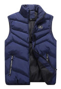 Yunshu Herrmode Solid Casual Stand Collar Down Bomull Varm Väst Blå L