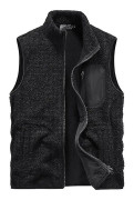 Yunshu Sammetsblandning stickad gilets tröja Ärmlös väst SVART XL