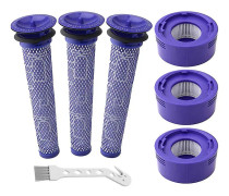 7-pack vakuumfilter ersättning kit för Dyson V6, V8, V7 dammsugare, 3 Hepa Kolumn filter, 3 Förfilter, 1 rengöringsborste,