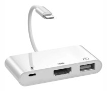 Tillbehör till ljudvideomottagare blixt till hdmi-adapter 3-i-1-telefon till hdmi-adapterkabel med USB otg-uttag