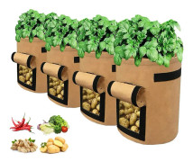 Xqday Potatis grow påsar 4 förpackningar.7 Gallon 10 Gallon Trädgård Växande Väska.for Vegetabilisk Potatis Tomat Morot Lök Blomma Frukt 7 Gallons ...