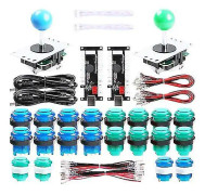 Basket arkadspel 2-spelare diy arkad joystick kit med 20 ledde arkadknappar + 2 joysticks + 2 Blått och grönt kit