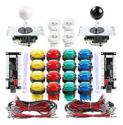 Basket arkadspel 2-spelare diy arkad joystick kit med 20 ledde arkadknappar + 2 joysticks + 2 Mixpaket för 2 spelare