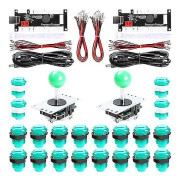 Basket arkadspel 2-spelare diy arkad joystick kit med 20 ledde arkadknappar + 2 joysticks + 2 Alla gröna kit