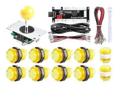 Basket arkadspel 2-spelare diy arkad joystick kit med 20 ledde arkadknappar + 2 joysticks + 2 Gul tröja för 1 spelare
