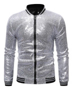Mens Snygg Guld Paljettjacka Sliver XL