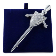 Pewtermill Skotsk tistel svärd och sköld tenn Kilt Pin