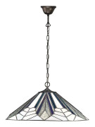 Interiors 1900 Lighting Interiörer Astoria - 1 ljust stort takhänge Mörk Brons, Tiffany Style Glass, E27