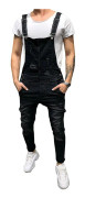 Varychmoo Män Hängslen rippade jeans byxor Denim Dungarees overaller Bib och Hängslen arbetsbyxor Svart S
