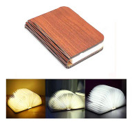 Zch Bärbar 3 färger 3d Led Book Night Light Wooden 5v Usb uppladdningsbar Brown L