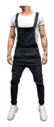 Xiaoxian Herr Denim Bib Overalls Slim Fit Jumpsuit med fickor Svart M