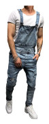 Xiaoxian Herr Denim Bib Overalls Slim Fit Jumpsuit med fickor Ljusblå M