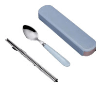 Flatware set 5set bärbara servis sked gaffel ätpinnar set med förvaringslåda rostfritt stål frukt efterrätt
