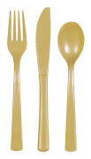 18-Pack Plastbestick / Bestick i Plast - Guld