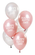 Ballonger Happy Birthday Rosa/Vit 50 År - 6-pack