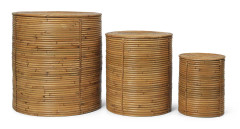 Ferm Living - Column Storage - Set of 3 - Natural Stained - Korgar och lådor - Beige