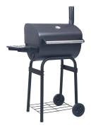 Kolgrill/rökargrill med nedre hylla svart
