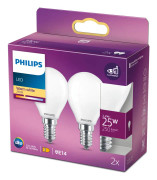 Philips LED-glödlampa LED CLASSIC 25W P45 E14 WW FR ND 2PF/6 E14